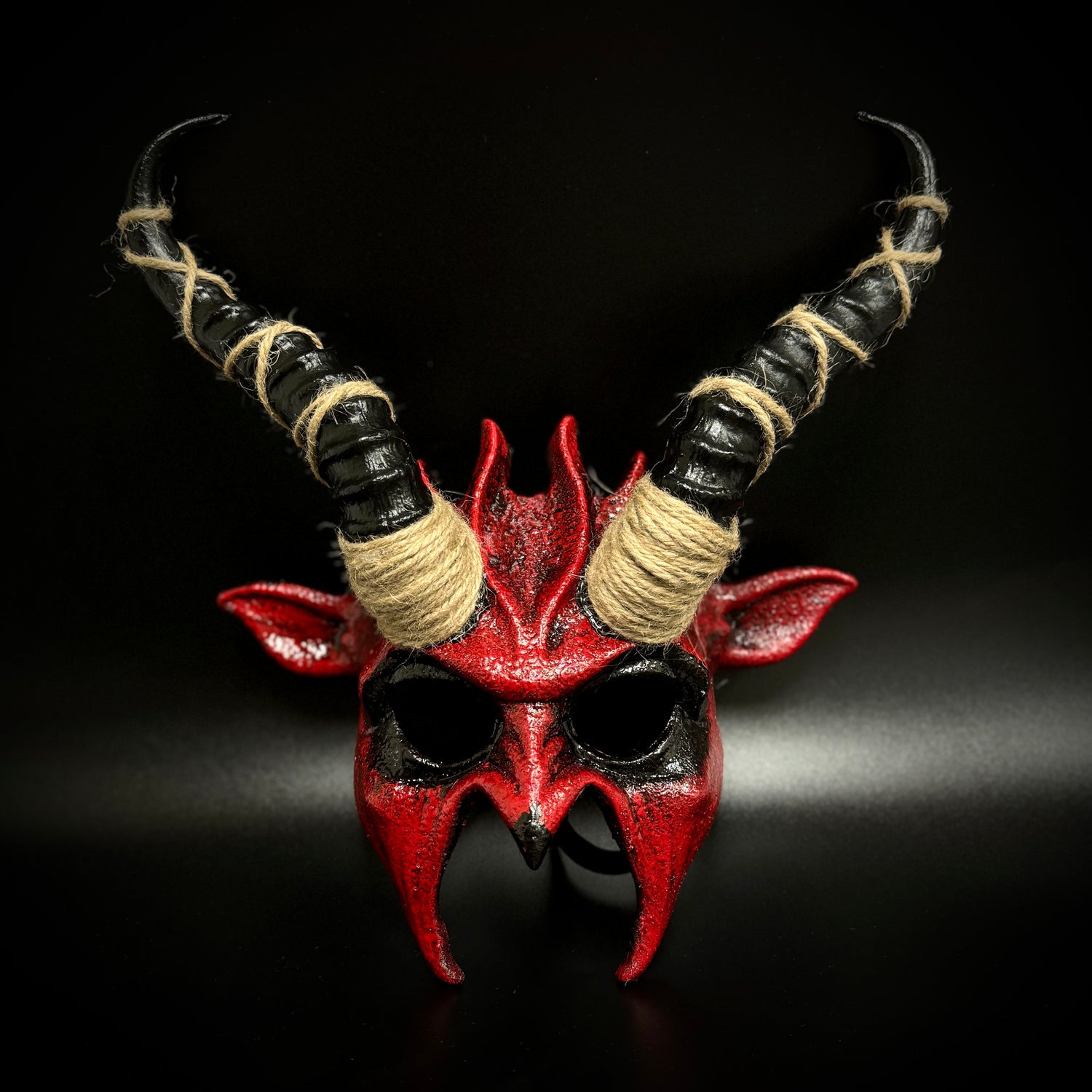 Krampus Ram Goat Demon with Horns Devil Halloween Mask, Demonic Horned Devil Metallic Finish Masquerade Mask