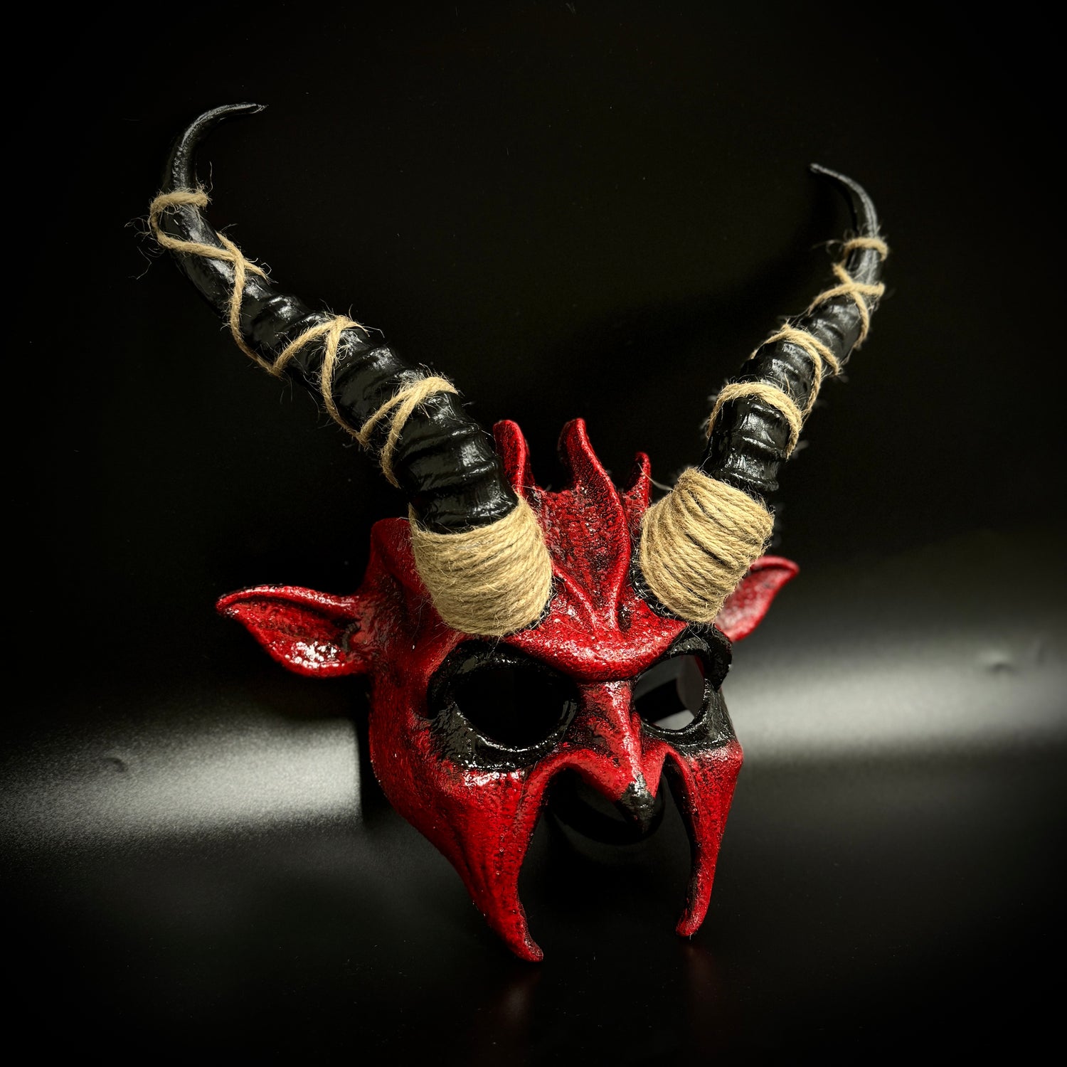 Krampus Ram Goat Demon with Horns Devil Halloween Mask, Demonic Horned Devil Metallic Finish Masquerade Mask