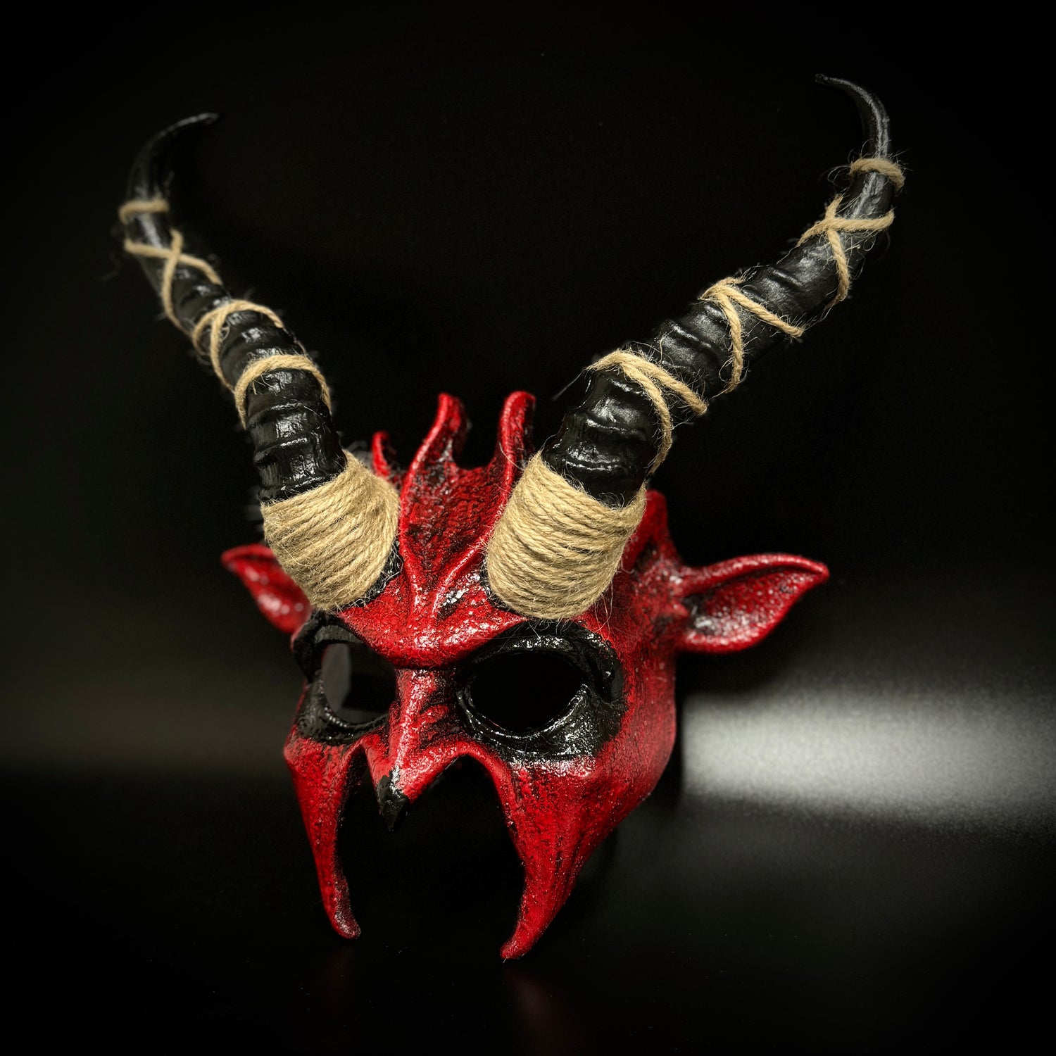 Krampus Ram Goat Demon with Horns Devil Halloween Mask, Demonic Horned Devil Metallic Finish Masquerade Mask