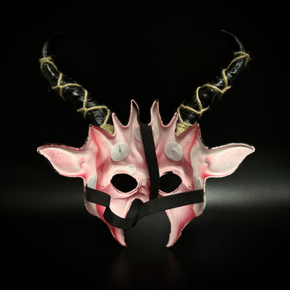 Krampus Ram Goat Demon with Horns Devil Halloween Mask, Demonic Horned Devil Metallic Finish Masquerade Mask