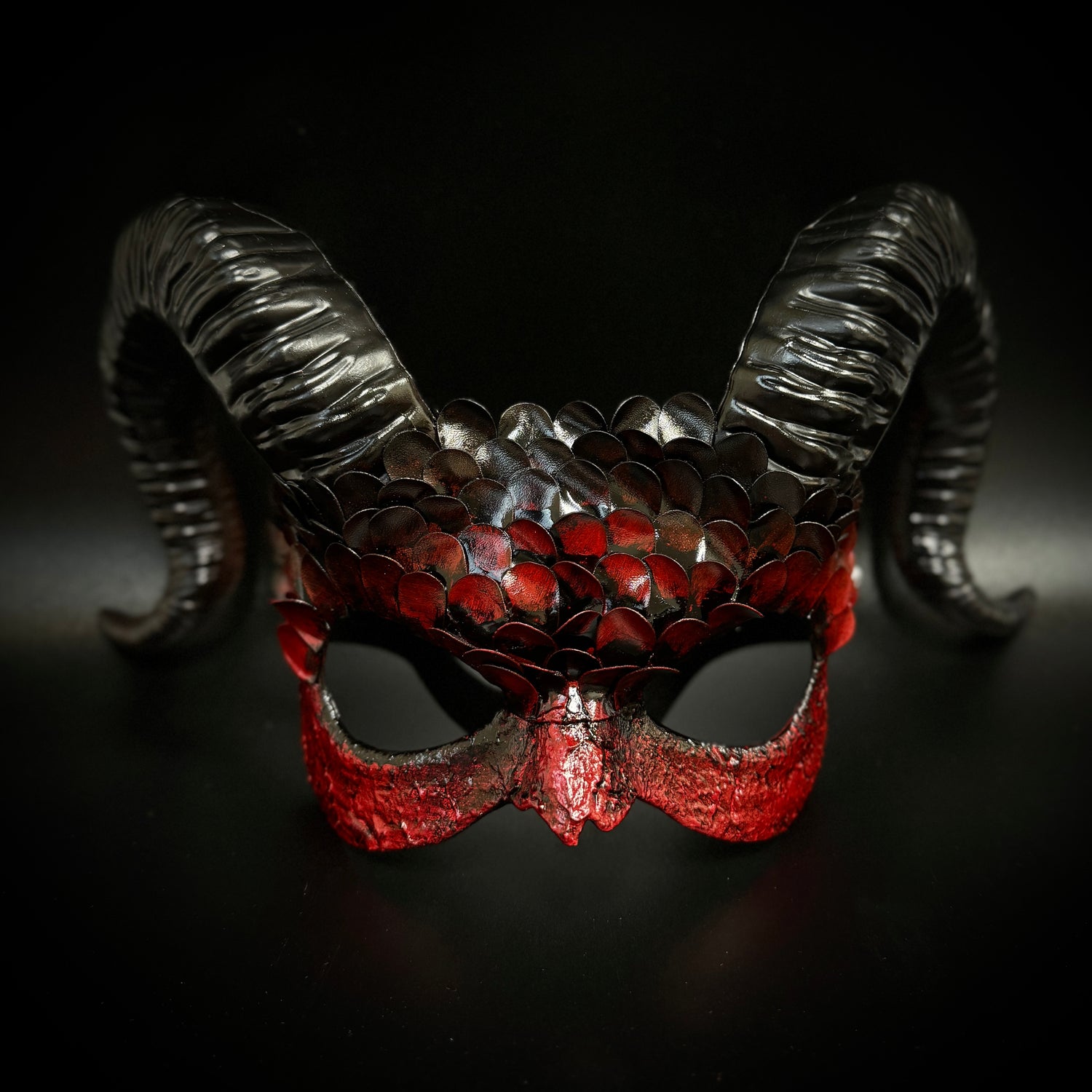 Krampus Ram Demon with Horns Devil Halloween Mask, Demonic Horned Devil Metallic Finish Masquerade Mask