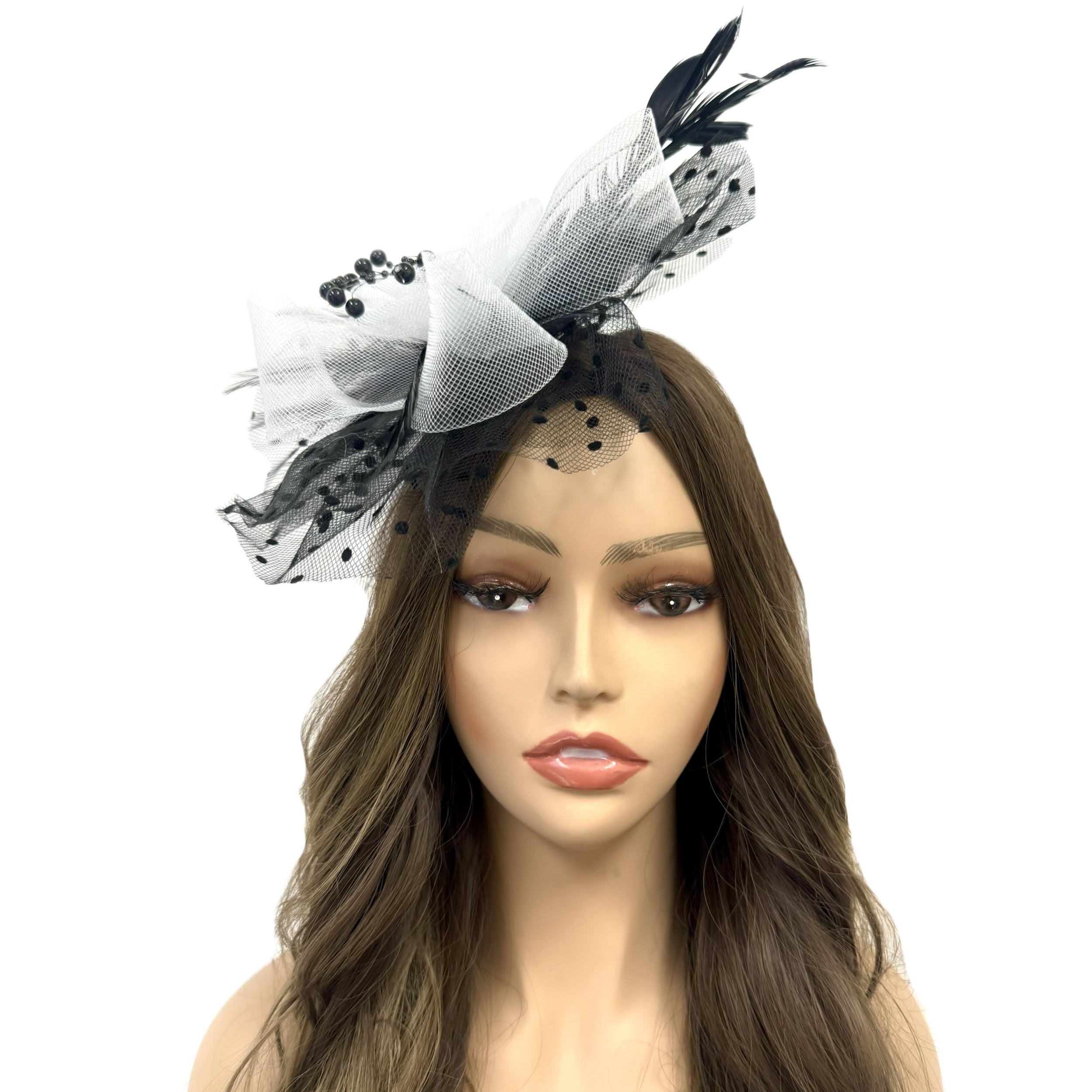 Women Fascinators Hat Flower Mesh Ribbons Feathers on a Headband and a Clip Tea Party Headwear