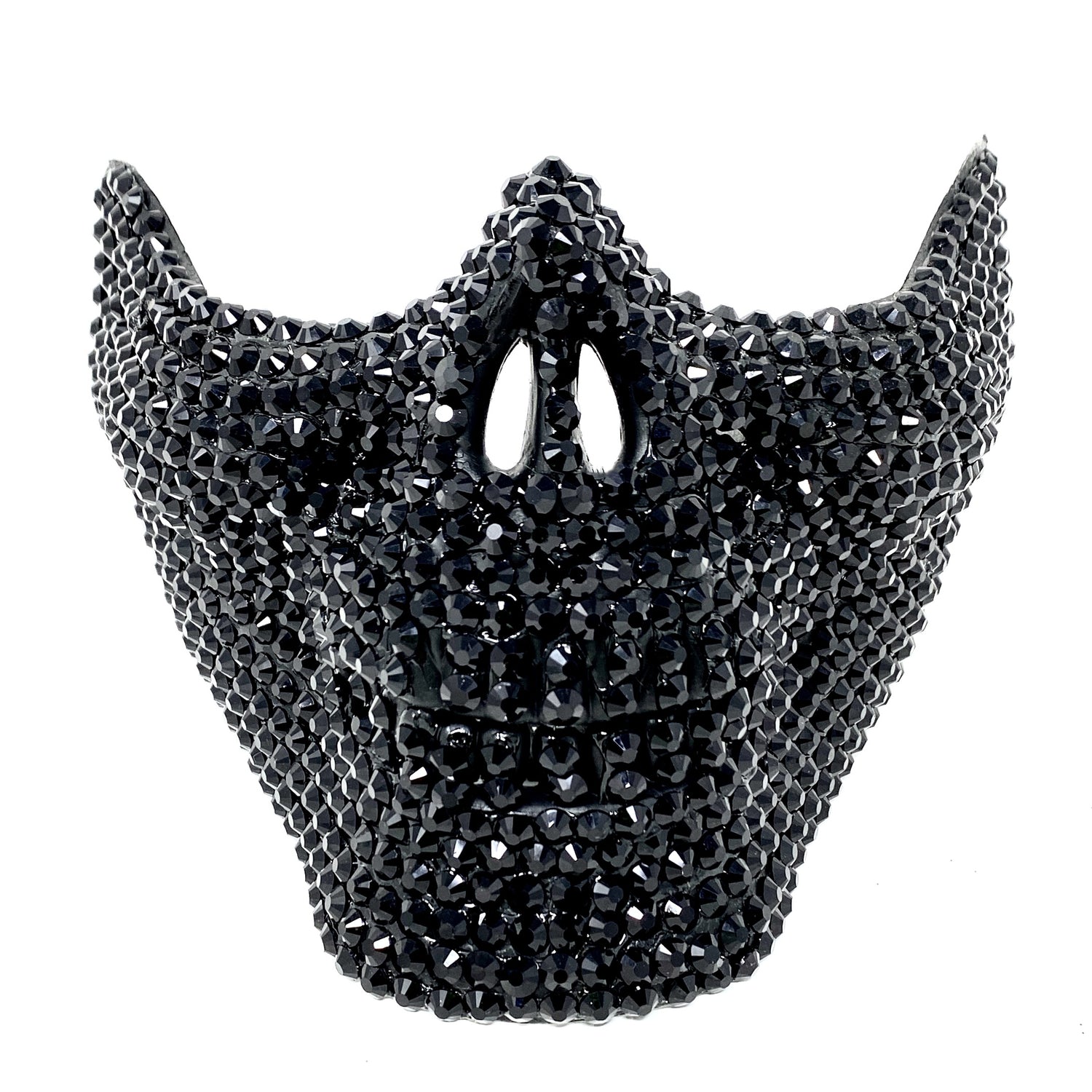 Masquerade Party Mask With Rhinestone Diamond Skull Teeth Jaw Mouth Half Face Black Masks For Halloween Costume Mardi Gras