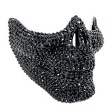 Rhinestone Skull Half Face Teeth Jaw Mouth Mask, Halloween Steampunk Party mask