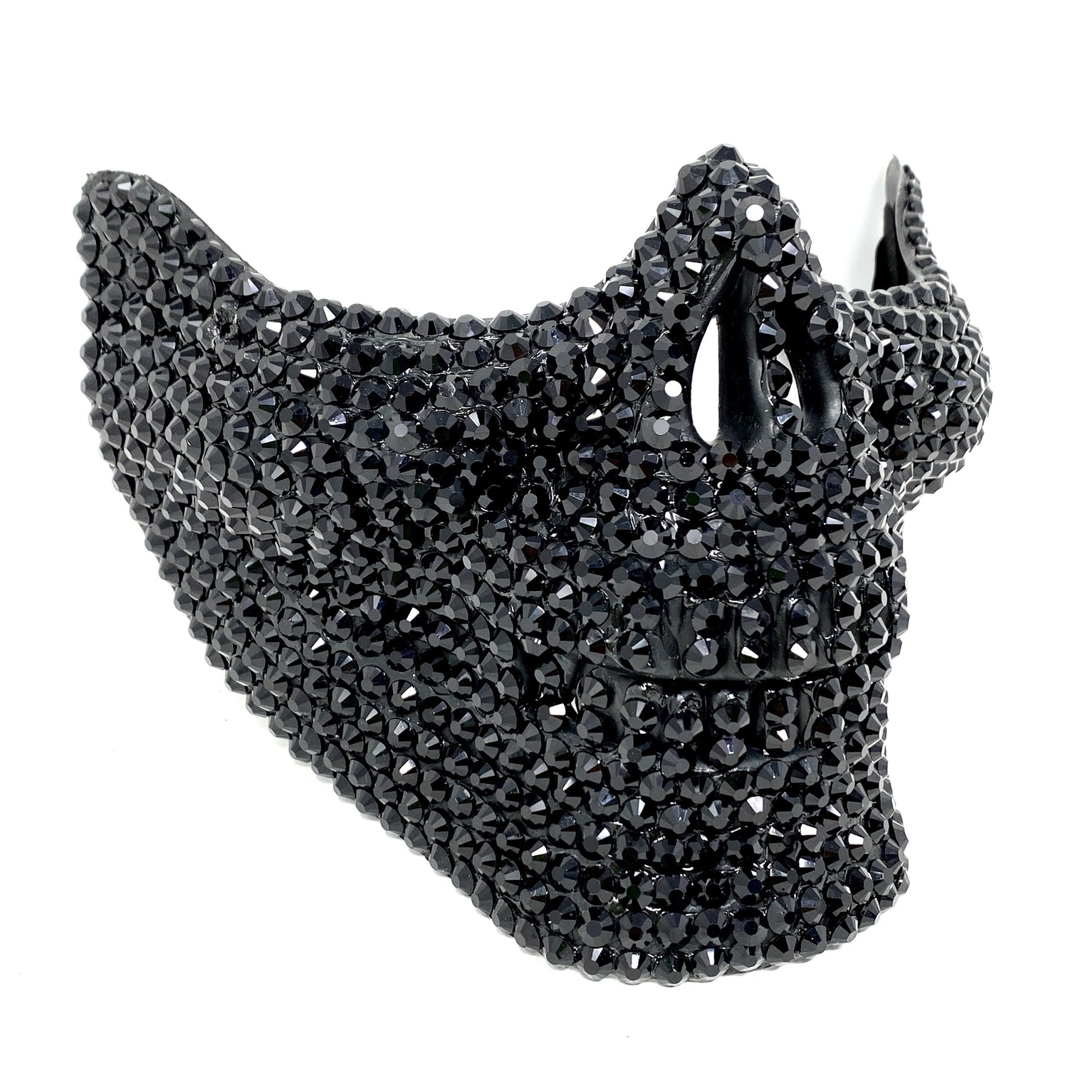 Masquerade Party Mask With Rhinestone Diamond Skull Teeth Jaw Mouth Half Face Black Masks For Halloween Costume Mardi Gras