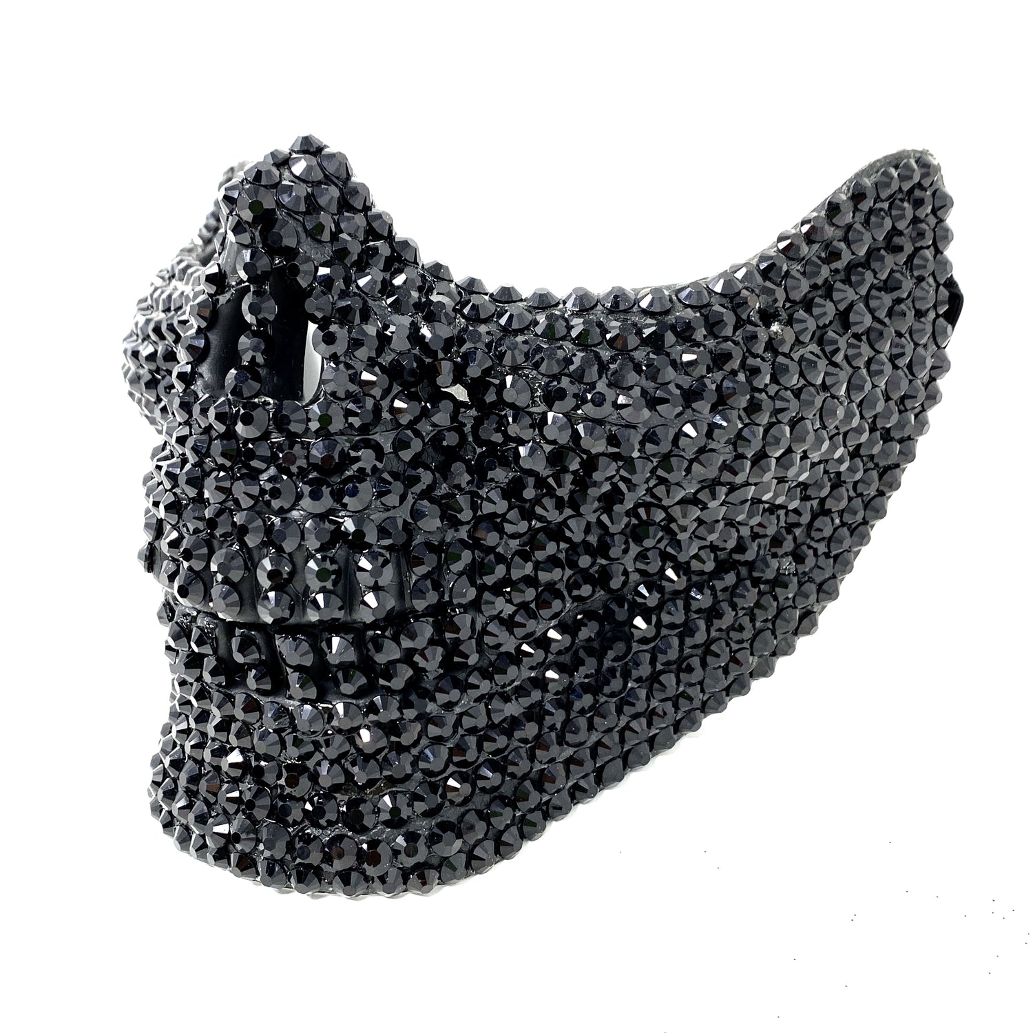 Masquerade Party Mask With Rhinestone Diamond Skull Teeth Jaw Mouth Half Face Black Masks For Halloween Costume Mardi Gras