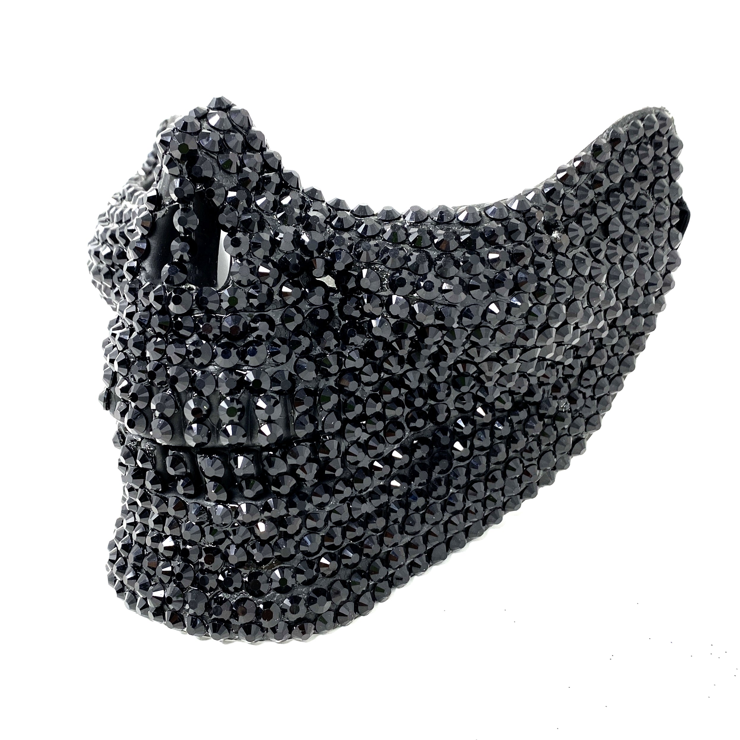 Masquerade Party Mask With Rhinestone Diamond Skull Teeth Jaw Mouth Half Face Black Masks For Halloween Costume Mardi Gras
