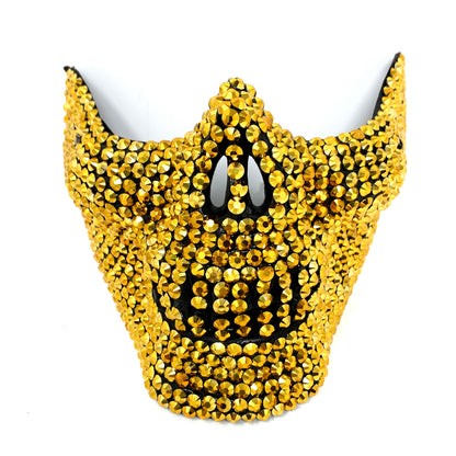 Masquerade Party Mask With Rhinestone Diamond Skull Teeth Jaw Mouth Half Face Gold Masks For Halloween Costume Mardi Gras