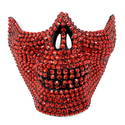 Rhinestone Skull Half Face Teeth Jaw Mouth Mask, Halloween Steampunk Party mask