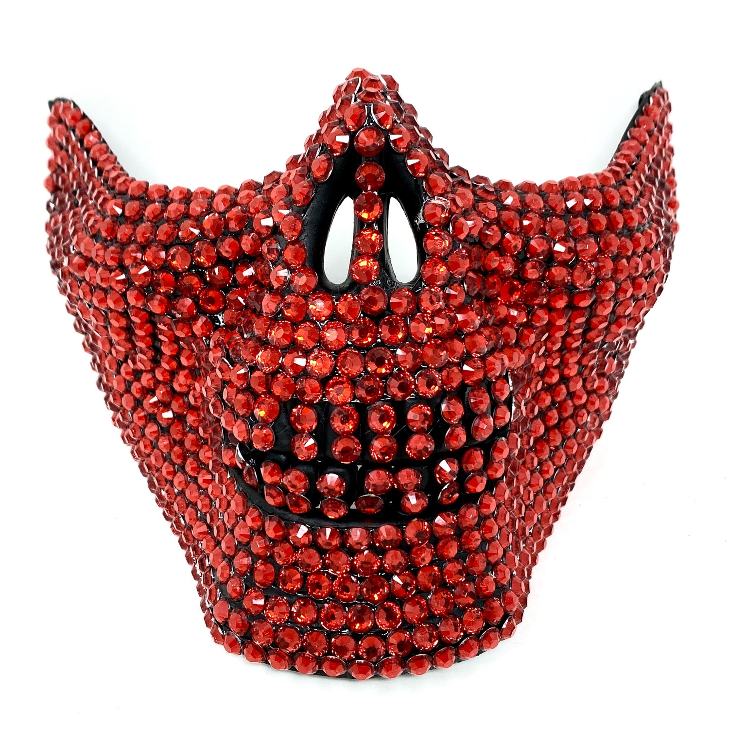 Masquerade Party Mask With Rhinestone Diamond Skull Teeth Jaw Mouth Half Face Red Masks For Halloween Costume Mardi Gras