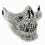 Rhinestone Skull Half Face Teeth Jaw Mouth Mask, Halloween Steampunk Party mask