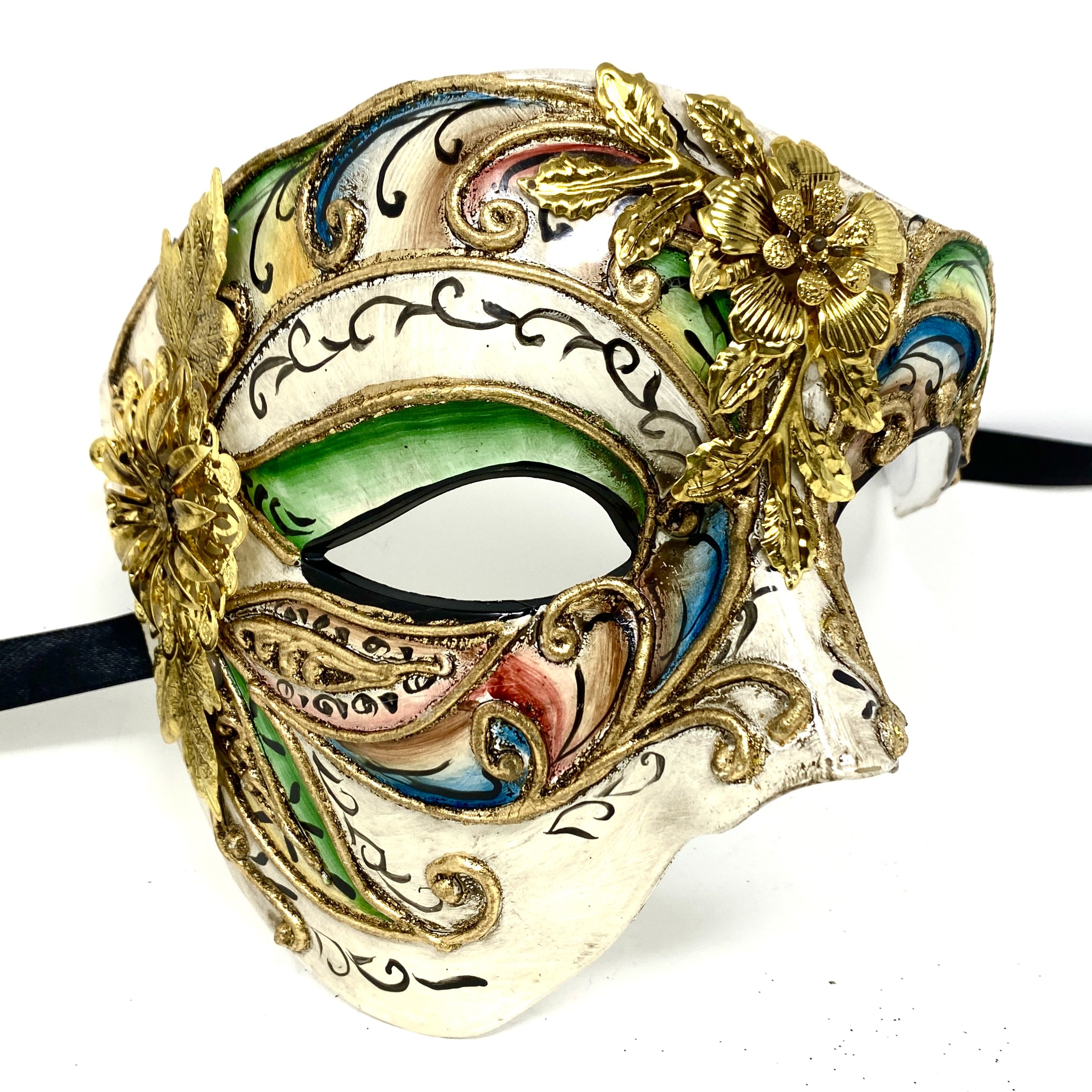 Half Face Men Phantom of The Opera Masquerade Mask for Halloween Party Mardi Gras