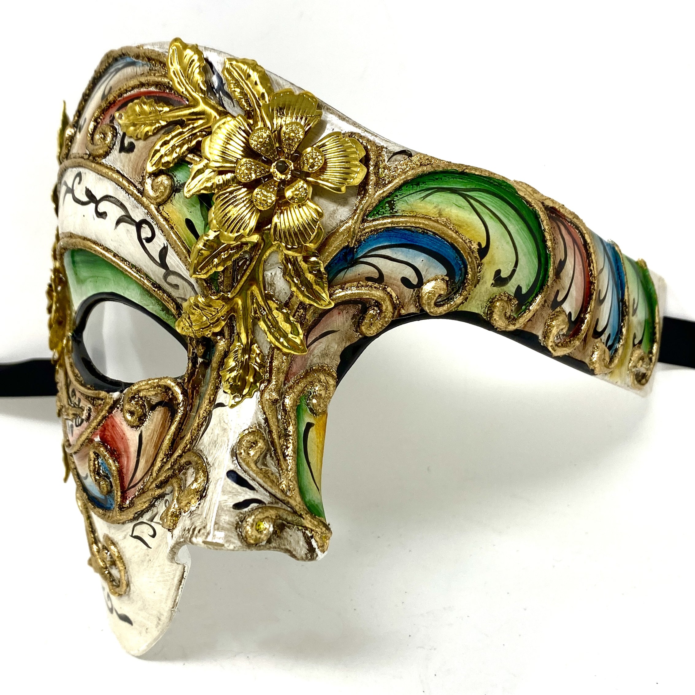 Half Face Men Phantom of The Opera Masquerade Mask for Halloween Party Mardi Gras