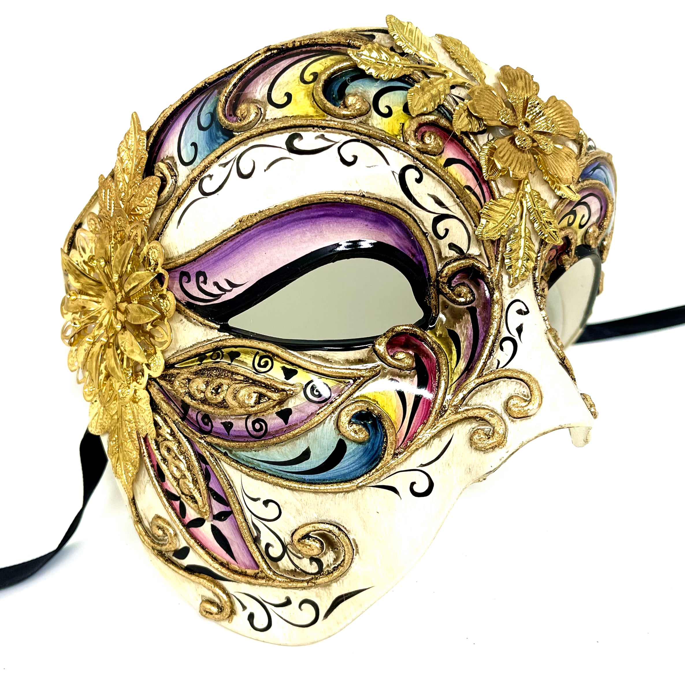 Half Face Men Phantom of The Opera Masquerade Mask for Halloween Party Mardi Gras