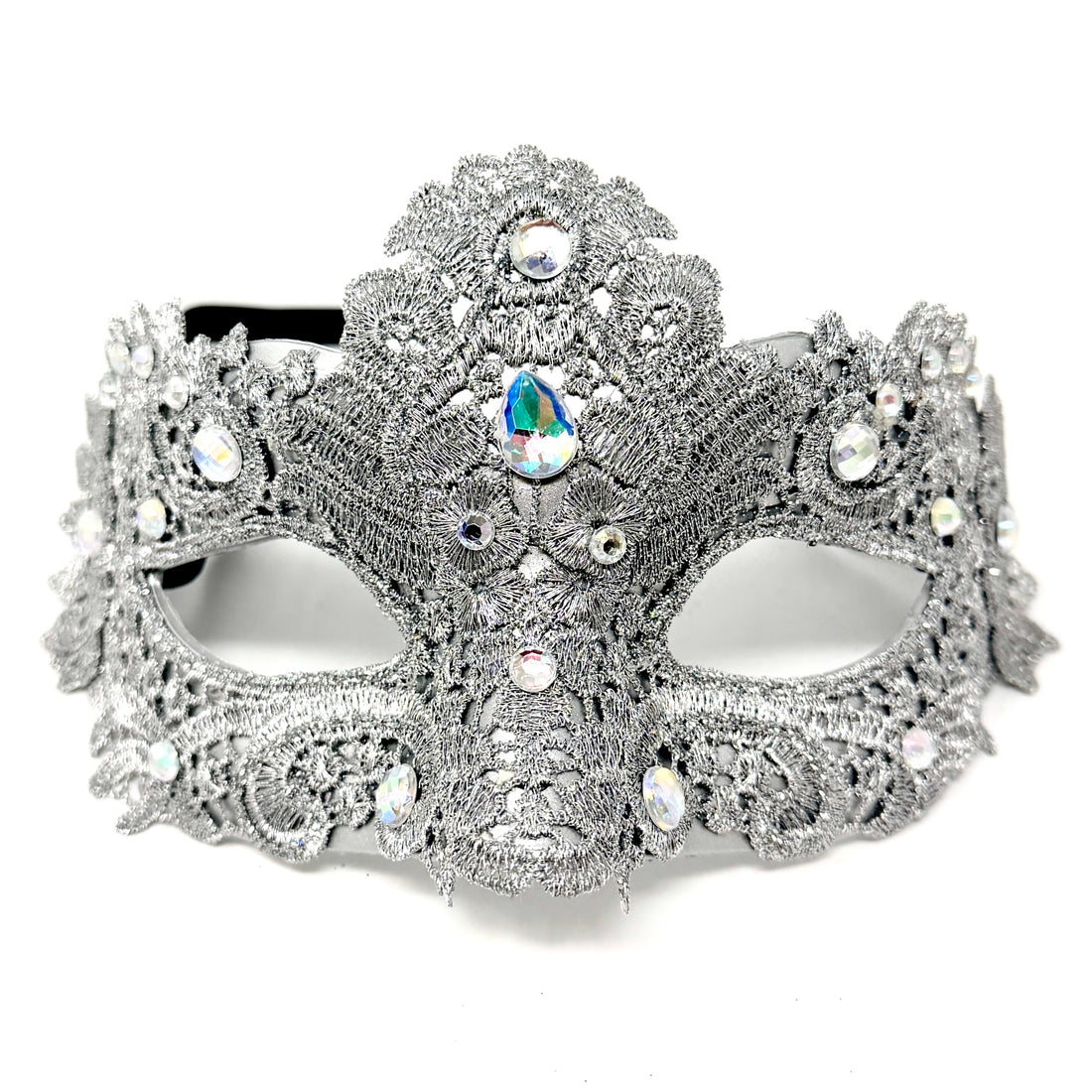 Silver Women Lace Rhinestone Venetian Masquerade Party Mask Halloween Mardi Gras Cosplay Costume Masks