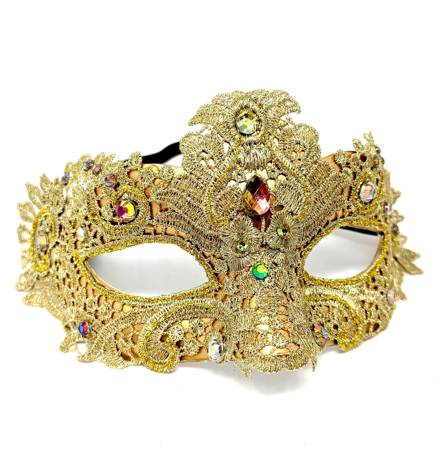 Gold Women Lace Rhinestone Venetian Masquerade Party Mask Halloween Mardi Gras Cosplay Costume Masks