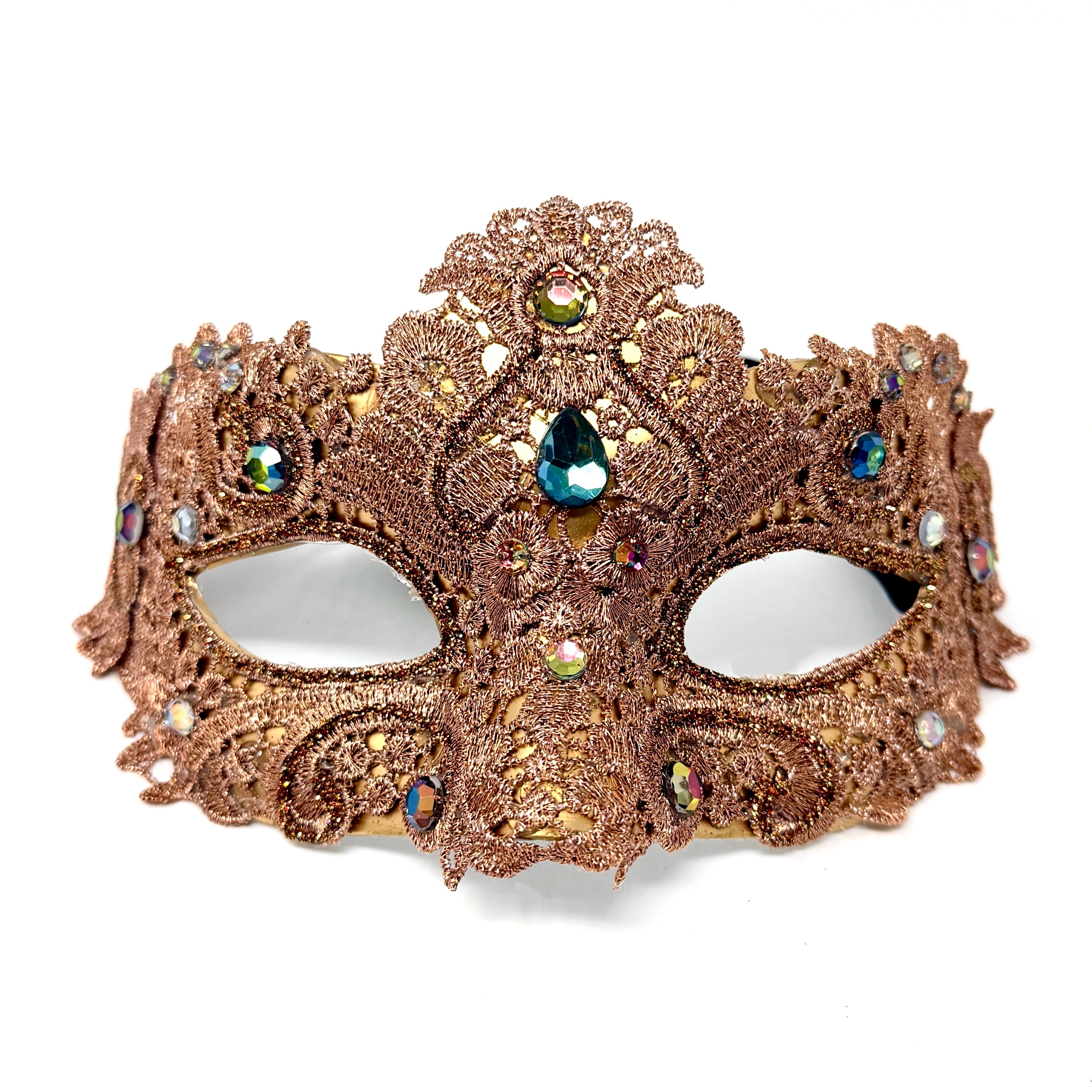 Rose Gold Women Lace Rhinestone Venetian Masquerade Party Mask Halloween Mardi Gras Cosplay Costume Masks