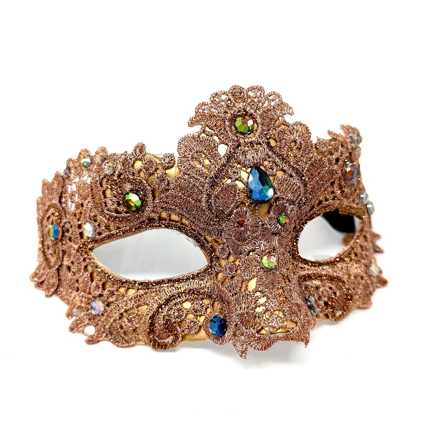 Rose Gold Women Lace Rhinestone Venetian Masquerade Party Mask Halloween Mardi Gras Cosplay Costume Masks