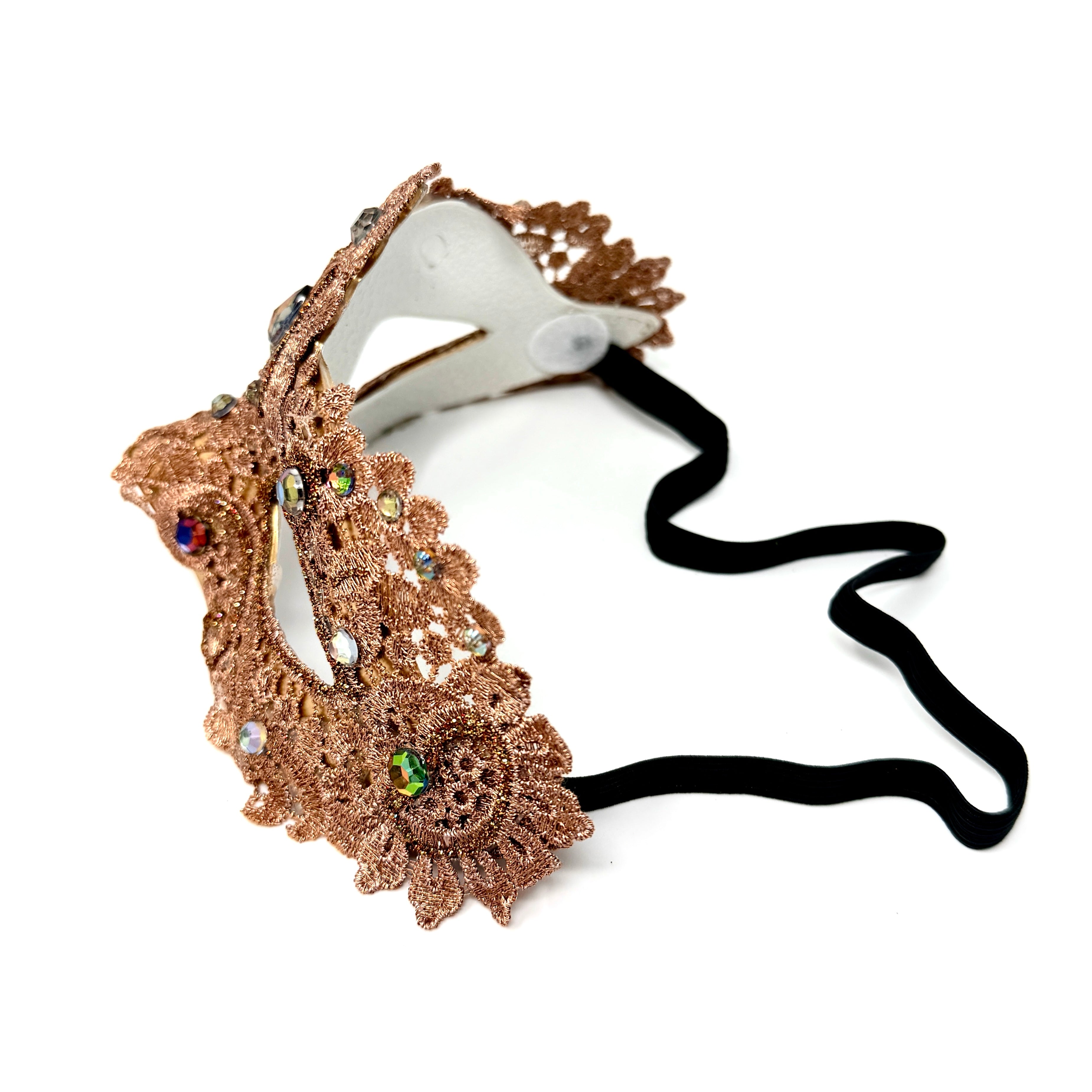 Rose Gold Women Lace Rhinestone Venetian Masquerade Party Mask Halloween Mardi Gras Cosplay Costume Masks