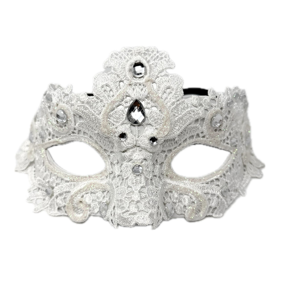 White Women Lace Rhinestone Venetian Masquerade Party Mask Halloween Mardi Gras Cosplay Costume Masks