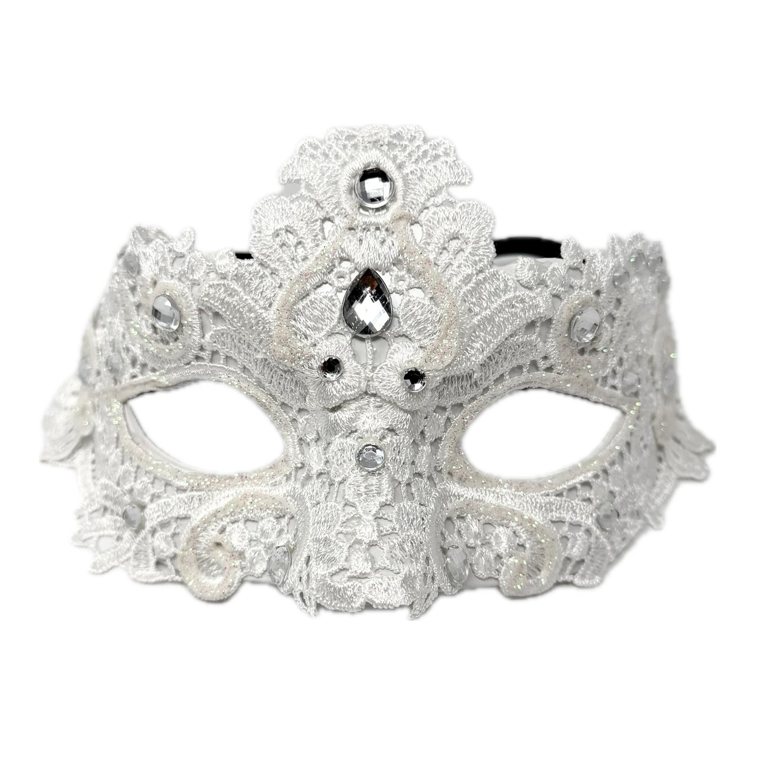 White Women Lace Rhinestone Venetian Masquerade Party Mask Halloween Mardi Gras Cosplay Costume Masks