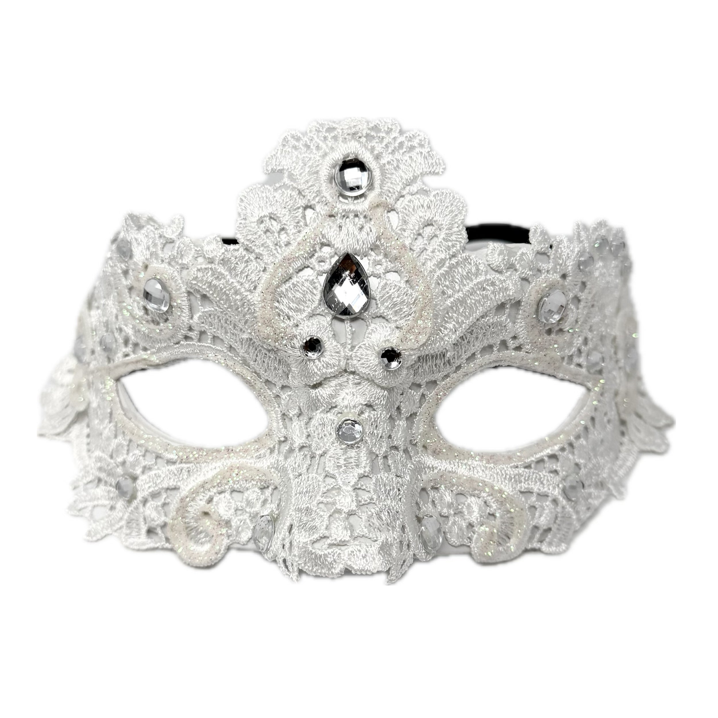 White Women Lace Rhinestone Venetian Masquerade Party Mask Halloween Mardi Gras Cosplay Costume Masks