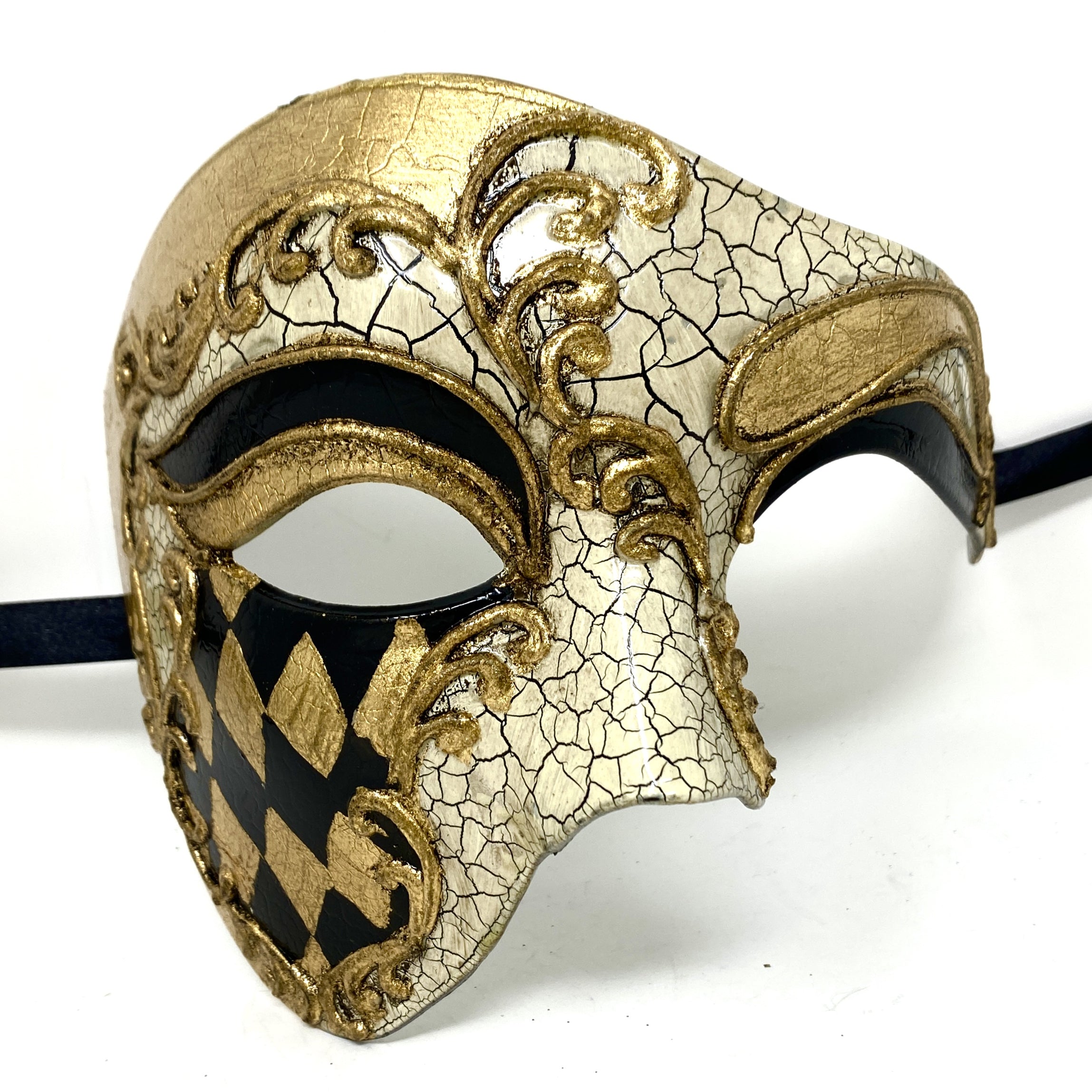 Half Face Men Phantom of The Opera Masquerade Mask for Halloween Party Mardi Gras