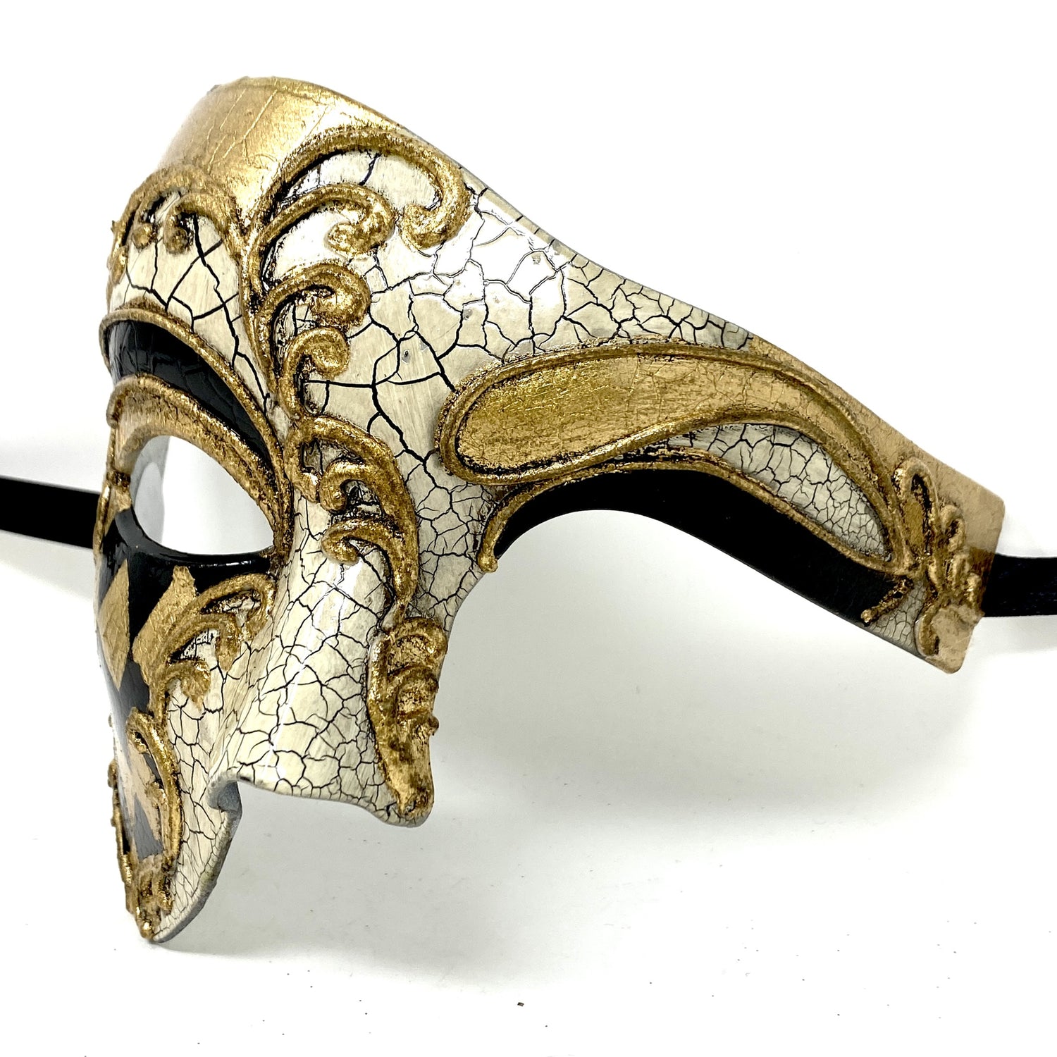 Half Face Men Phantom of The Opera Masquerade Mask for Halloween Party Mardi Gras