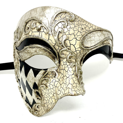 Half Face Men Phantom of The Opera Masquerade Mask for Halloween Party Mardi Gras