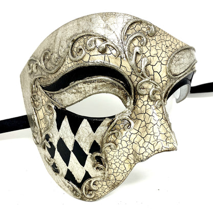 Half Face Men Phantom of The Opera Masquerade Mask for Halloween Party Mardi Gras