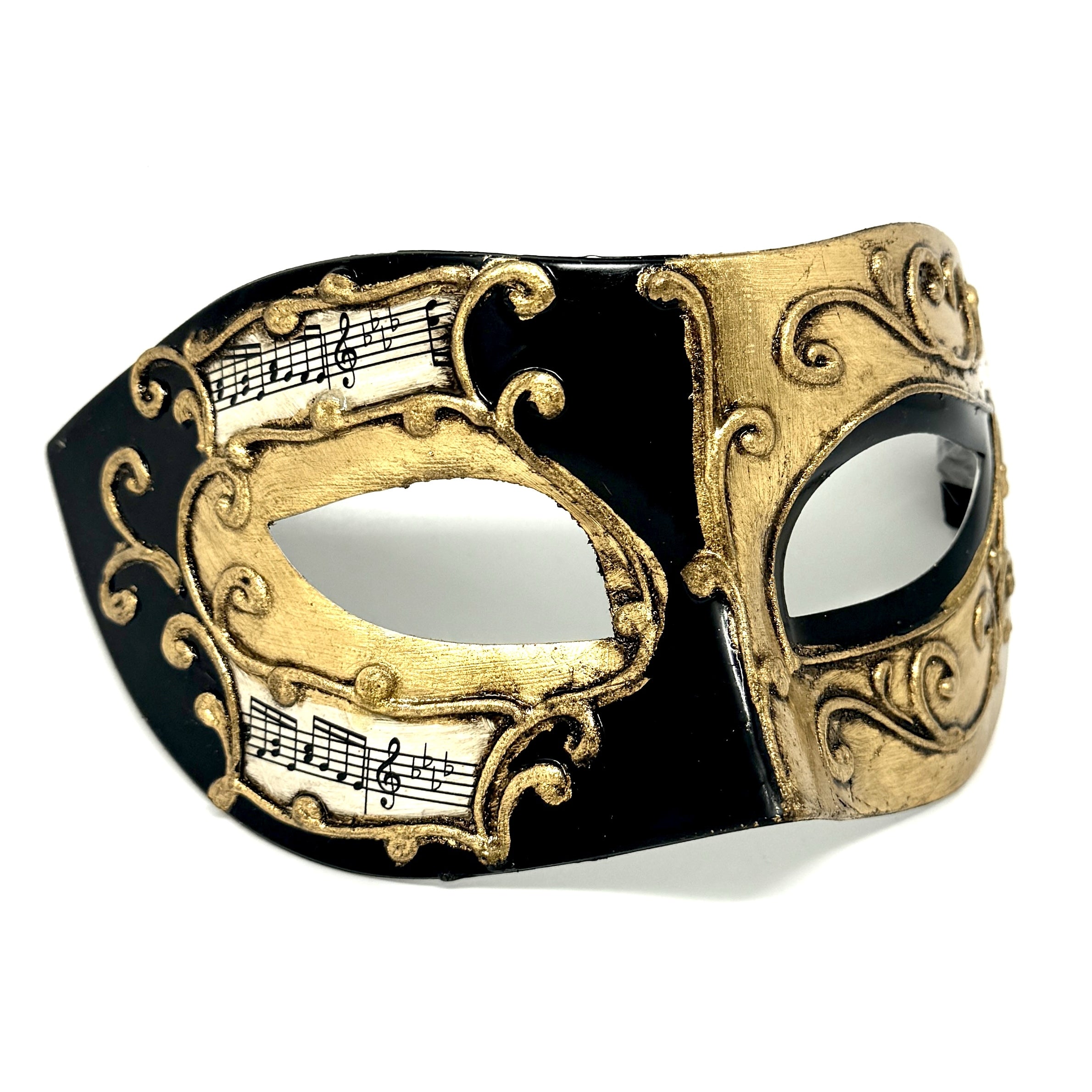 Men Costume Mask Masquerade Party Eye Masks For Halloween , Mardi Gras - Black &amp; Gold