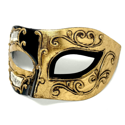 Men Costume Mask Masquerade Party Eye Masks For Halloween , Mardi Gras - Black &amp; Gold
