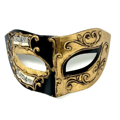 Men Costume Mask Masquerade Party Eye Masks For Halloween , Mardi Gras - Black &amp; Gold