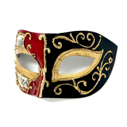 Men Costume Mask Masquerade Party Eye Masks For Halloween , Mardi Gras - Red &amp; Black