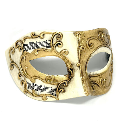 Men Costume Mask Masquerade Party Eye Masks For Halloween , Mardi Gras -Gold &amp; White