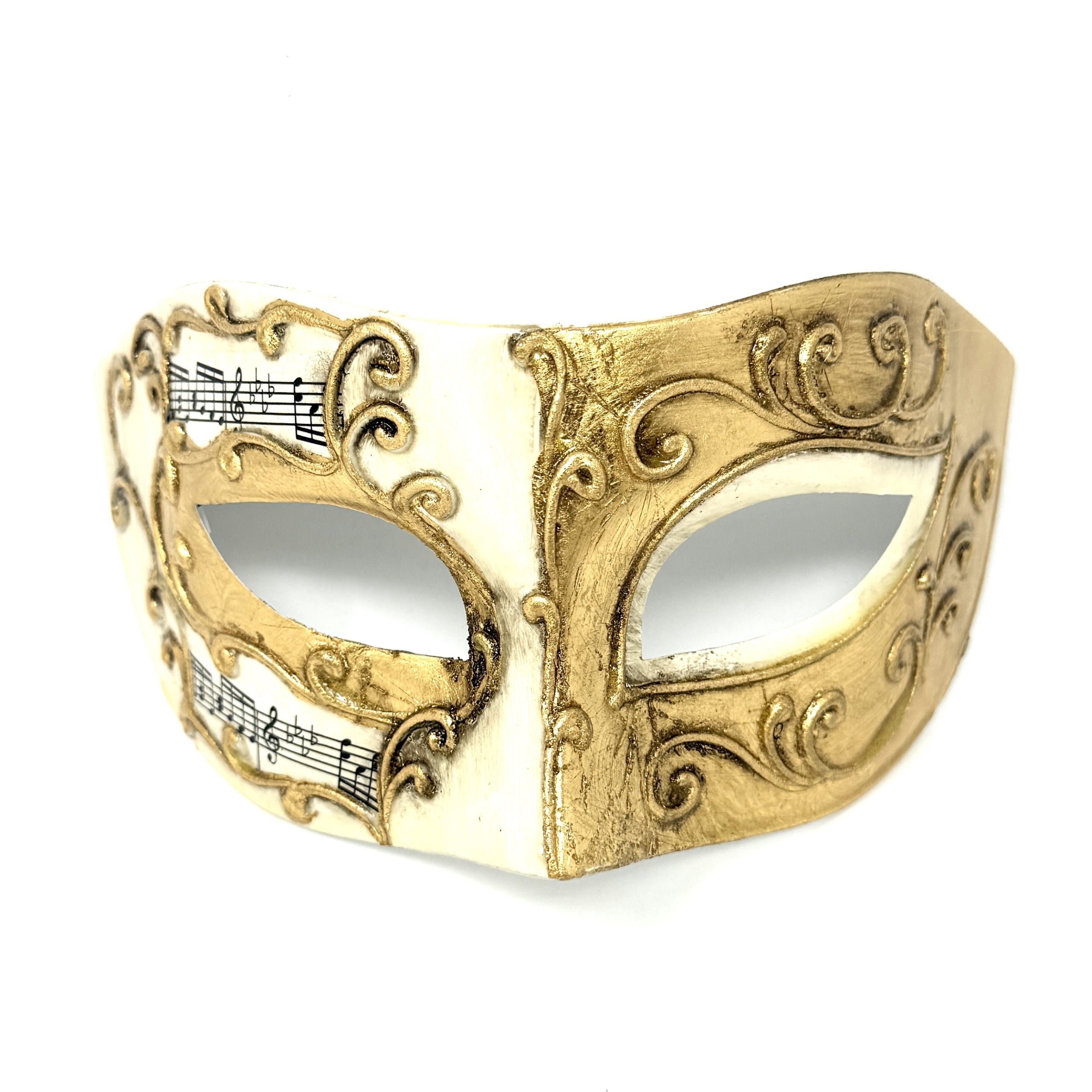 Men Costume Mask Masquerade Party Eye Masks For Halloween , Mardi Gras -Gold &amp; White