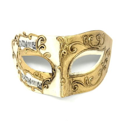 Men Costume Mask Masquerade Party Eye Masks For Halloween , Mardi Gras -Gold &amp; White