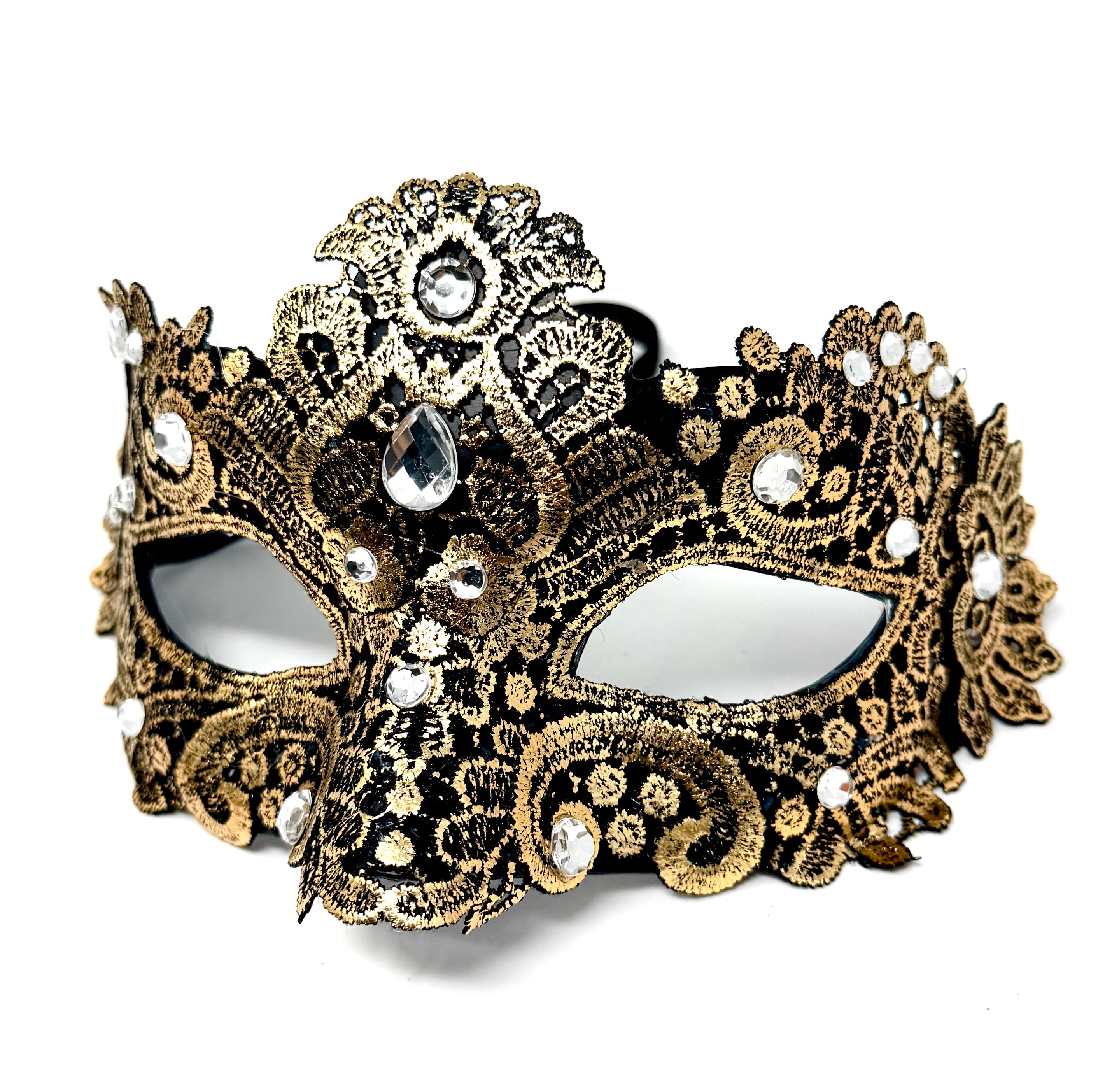 Gold Couple Masquerade Party Masks , Women Lace Mask, Men&