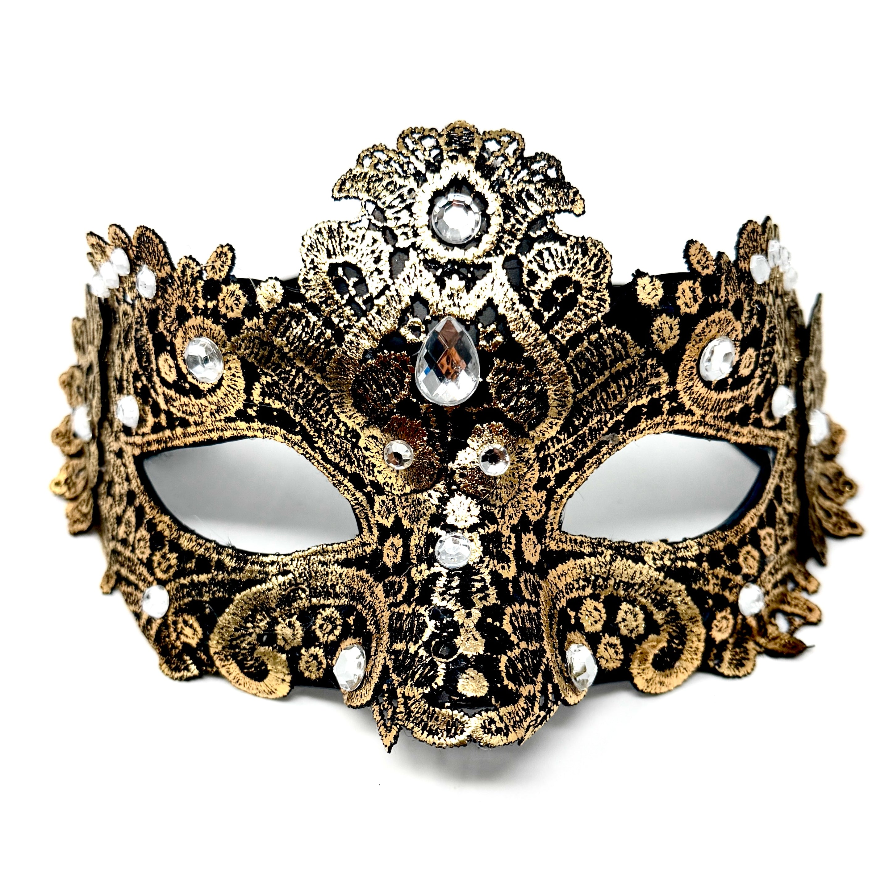 Gold Couple Masquerade Party Masks , Women Lace Mask, Men&