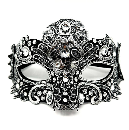 Silver Couple Masquerade Party Masks , Women Lace Mask, Men&