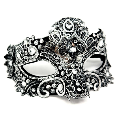 Silver Couple Masquerade Party Masks , Women Lace Mask, Men&