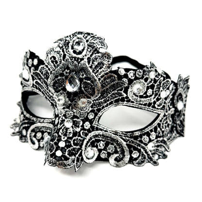 Silver Couple Masquerade Party Masks , Women Lace Mask, Men&