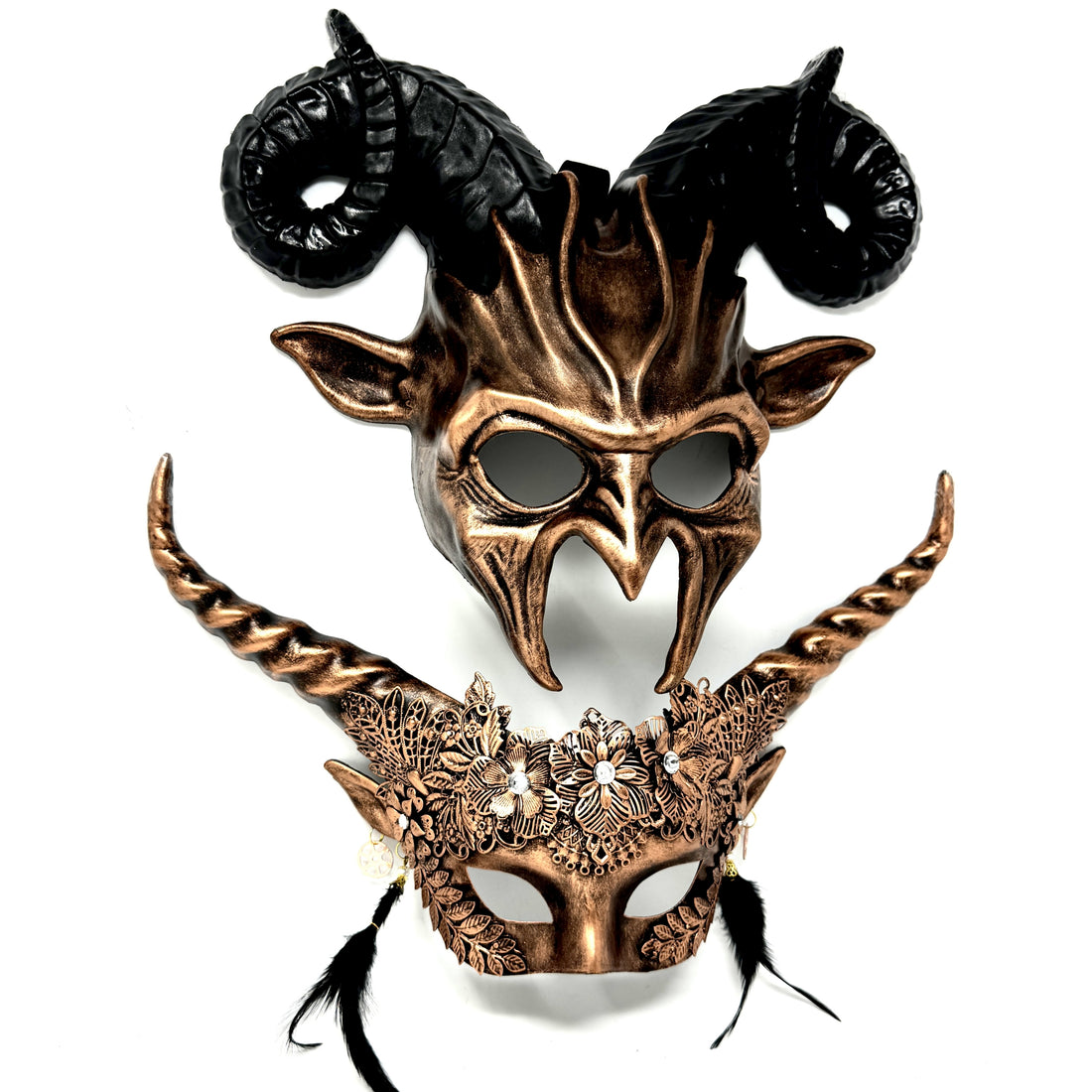 Couples Masquerade Masks, Men Women Devil Demon Goat Horn Costume Mask For Halloween Cosplay Party