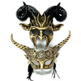 Couples Masquerade Masks, Men Women Devil Demon Goat Horn Costume Mask For Halloween Cosplay Party