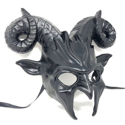 Black Krampus Ram Horn Goat Masquerade Devil Party Mask Demon Costume For Halloween