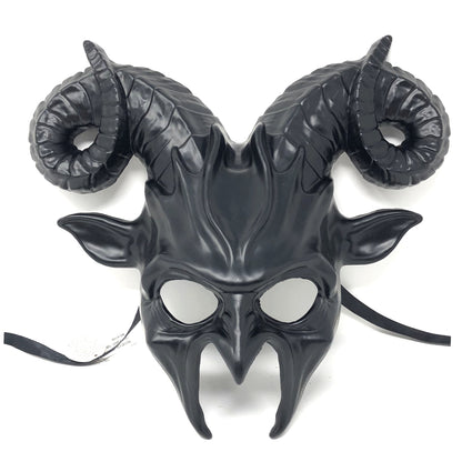 Black Krampus Ram Horn Goat Masquerade Devil Party Mask Demon Costume For Halloween