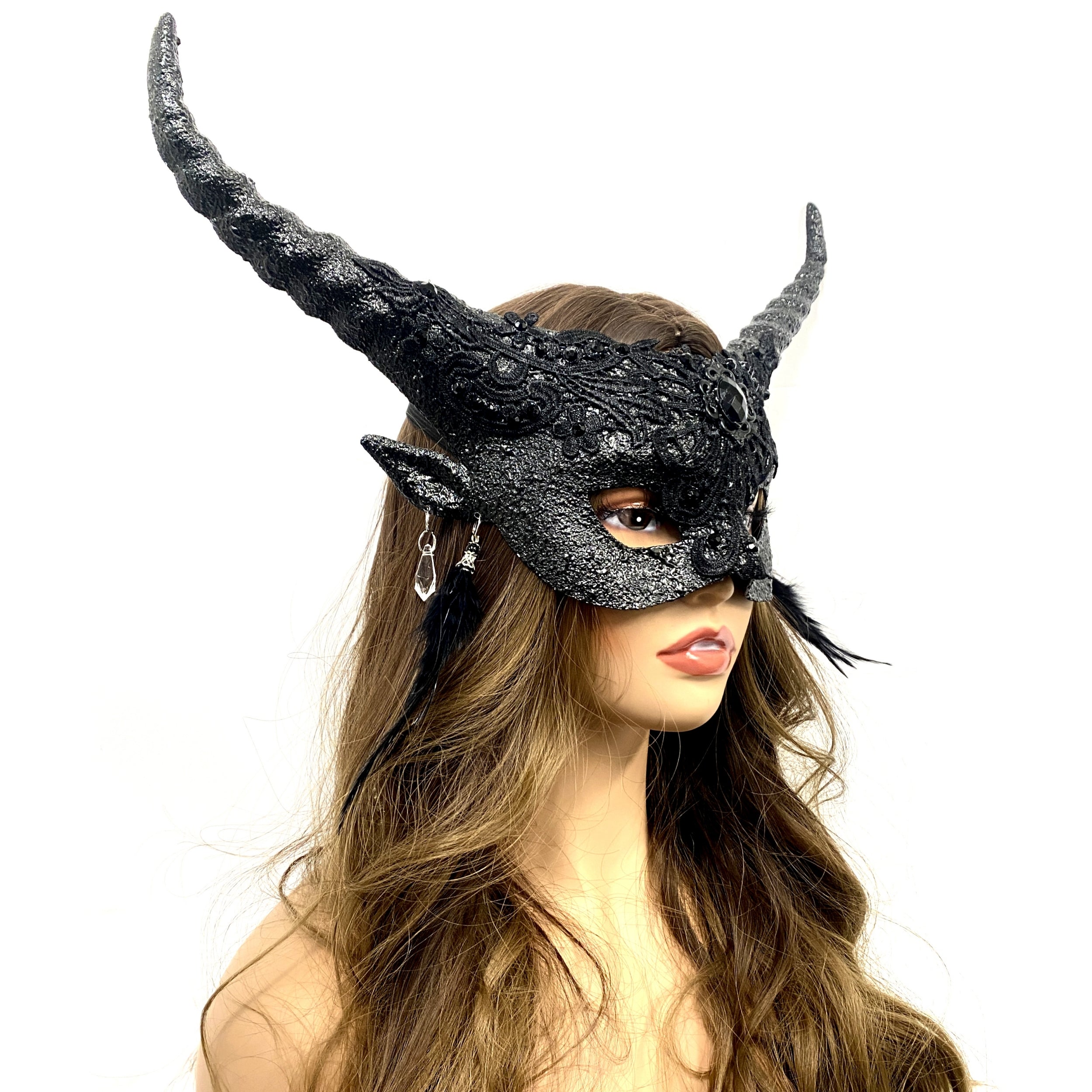 Couples Masquerade Masks, Men Women Devil Demon Goat Horn Costume Mask For Halloween Cosplay Party