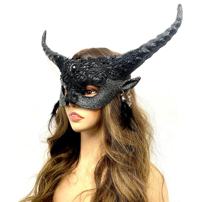 Ram Goat Steampunk Masquerade Mask Devil Headpiece Mask For Costume Halloween Horror Demon Party