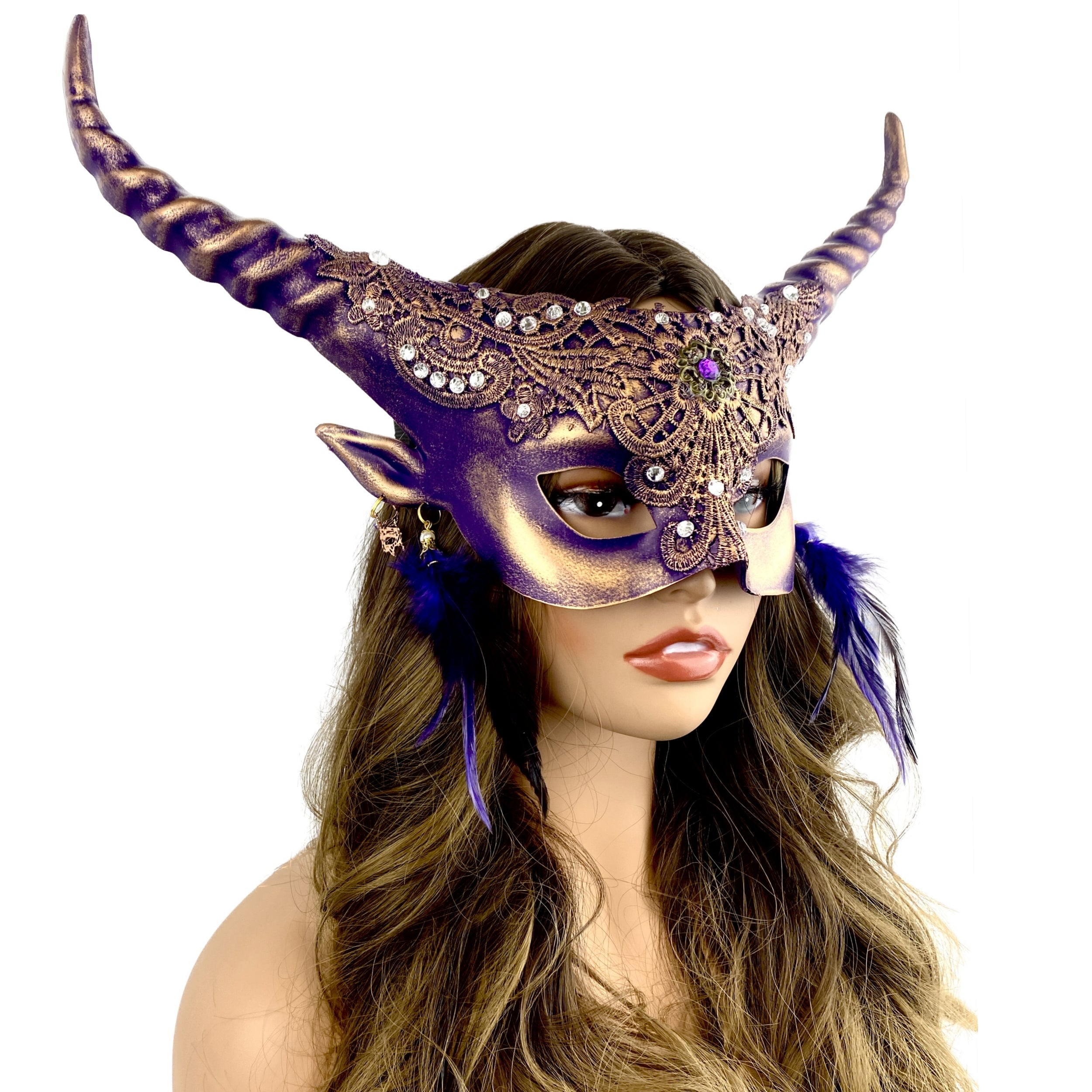 Ram Goat Steampunk Masquerade Mask Devil Headpiece Mask For Costume Halloween Horror Demon Party