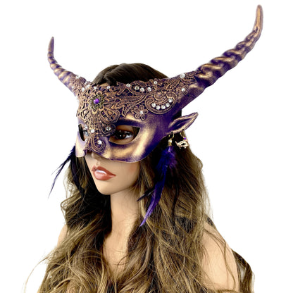 Ram Goat Steampunk Masquerade Mask Devil Headpiece Mask For Costume Halloween Horror Demon Party